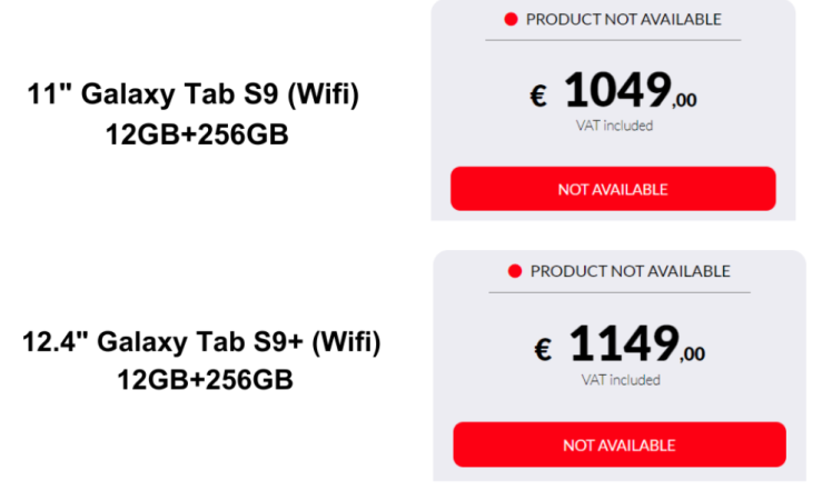 Samsung Galaxy Tab S9 Series pricing (EU) leaked